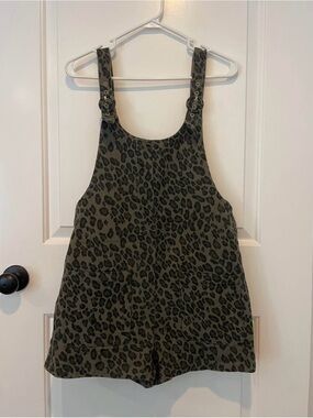 Eden in Love, Denim Olive Green Leopard Romper Overalls, Honolulu, Hawaii
